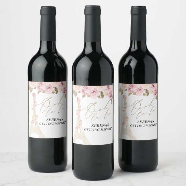 Étiquette Pour Bouteilles De Vin Mariage à Paris, thème français Shower Mariage,  (Bouteilles)