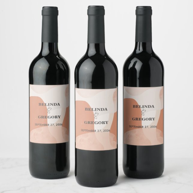 Étiquette Pour Bouteilles De Vin Mariage Abstrait en terre cuite de Bohême (Bouteilles)