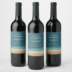 Étiquette Pour Bouteilles De Vin Mariage Abstrait Ocean Beach