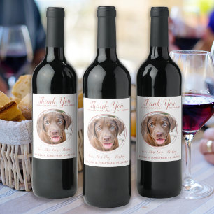 Étiquette Pour Bouteilles De Vin Mariage animal moderne Rose Gold Chien Merci photo