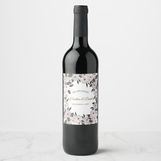 Étiquette Pour Bouteilles De Vin Mariage Aquarelle Roses Ballerina Floral Art (Devant)