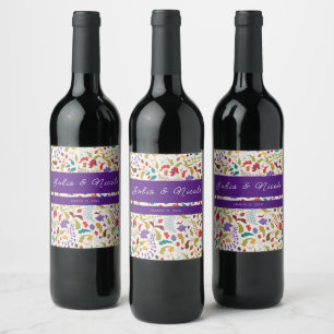 Étiquette Pour Bouteilles De Vin Mariage au jardin de fleurs exotiques de Wild Rose