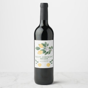 Étiquette Pour Bouteilles De Vin Mariage aux citrons siciliens aquarelle