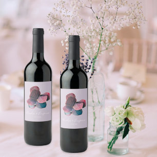 Étiquette Pour Bouteilles De Vin Mariage aux Hortensias Or Bleu Lavande Violet
