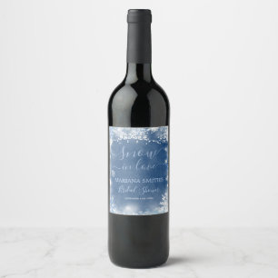 Étiquette Pour Bouteilles De Vin Mariage Blanc Bleu Neige sous la neige Flocon Show