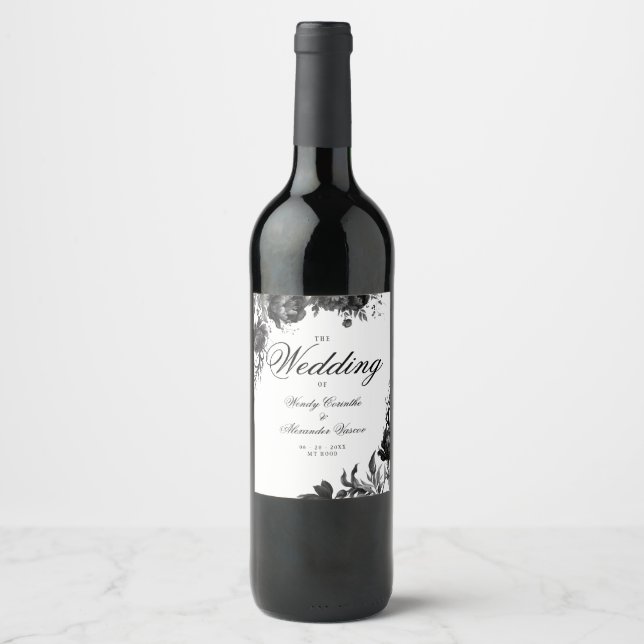 Étiquette Pour Bouteilles De Vin Mariage blanc gothique classique (Devant)