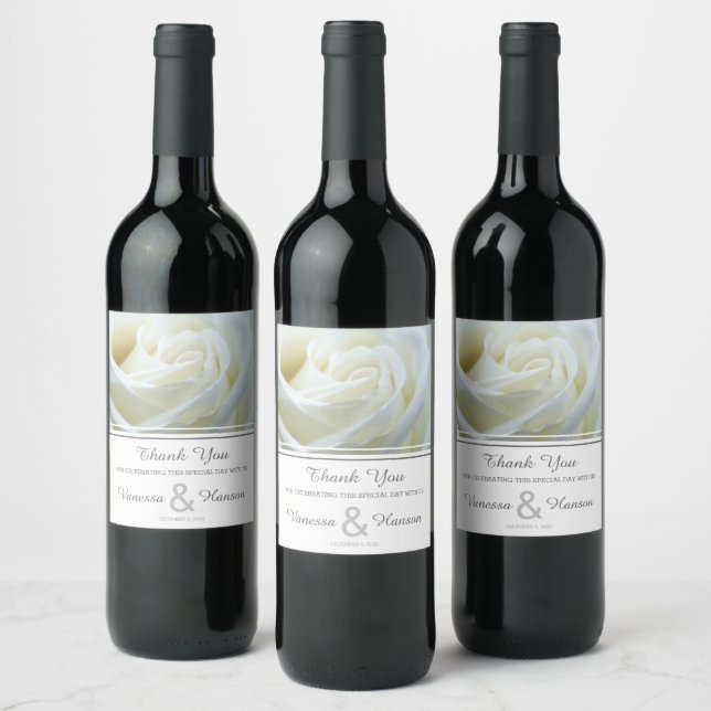 Étiquette Pour Bouteilles De Vin Mariage blanc moderne (Bouteilles)