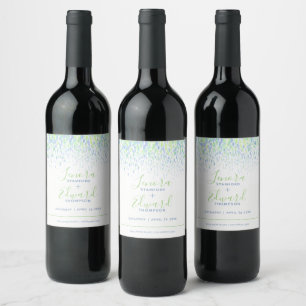 Étiquette Pour Bouteilles De Vin Mariage bleu bleu vert douche cascade art moderne