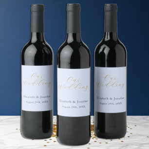 Étiquette Pour Bouteilles De Vin Mariage bleu opulent