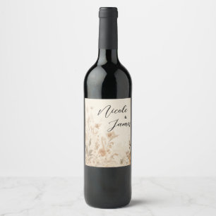Étiquette Pour Bouteilles De Vin Mariage Bohème Floral Botanique Délicat Vintage