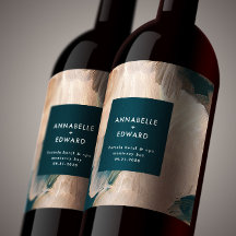 Étiquette Pour Bouteilles De Vin Mariage bohème moderne peint terracotta sarcelle