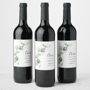 Étiquette Pour Bouteilles De Vin Mariage botanique Eucalyptus Greenery