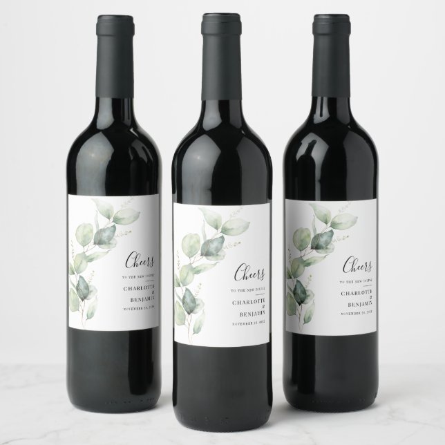 Étiquette Pour Bouteilles De Vin Mariage botanique Eucalyptus Greenery (Bouteilles)