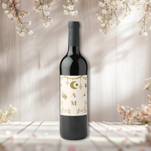 Étiquette Pour Bouteilles De Vin Mariage Botanique Mystique Or Vintage