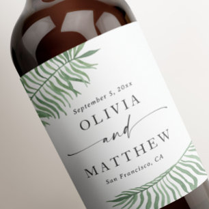 Étiquette Pour Bouteilles De Vin Mariage botanique tropical aquarelle. Feuilles Pal