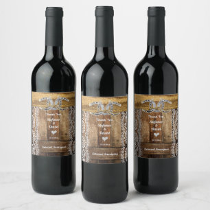 Étiquette Pour Bouteilles De Vin Mariage campagnard rustique Étiquette à vin de boi