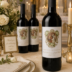 Étiquette Pour Bouteilles De Vin Mariage catholique doré de Marie et Joseph