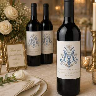 Étiquette Pour Bouteilles De Vin Mariage Catholique Monogramme Marie Bénie