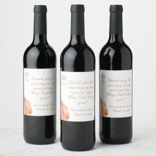 Étiquette Pour Bouteilles De Vin Mariage catholique Rose en terre cuite