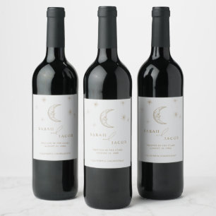 Étiquette Pour Bouteilles De Vin Mariage Céleste Écrit dans les Étoiles