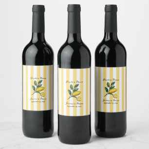 Étiquette Pour Bouteilles De Vin Mariage Citron Orange Méditerranéen Italien
