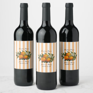 Étiquette Pour Bouteilles De Vin Mariage Citron Orange Méditerranéen Italien