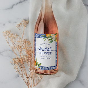 Étiquette Pour Bouteilles De Vin Mariage civil sous le thème des Oranges Bleues Méd
