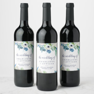 Étiquette Pour Bouteilles De Vin Mariage classique de fleurs blanches