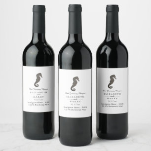 Étiquette Pour Bouteilles De Vin Mariage Clay Seahorse Beach