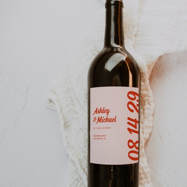 Étiquette Pour Bouteilles De Vin Mariage coloré et gras rétro (Créateur téléchargé)