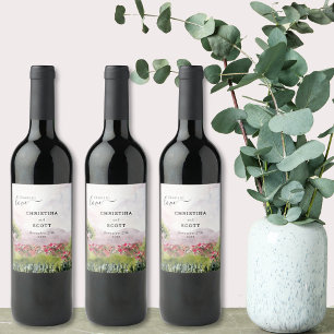Étiquette Pour Bouteilles De Vin Mariage d'aquarelle de campagne de prairie