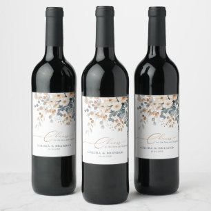 Étiquette Pour Bouteilles De Vin Mariage d'aquarelle florale moelleuse