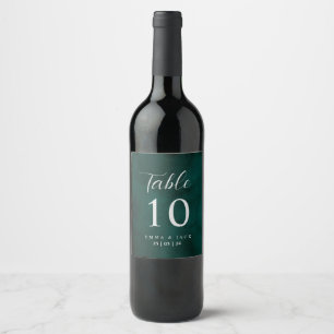 Étiquette Pour Bouteilles De Vin Mariage d'aquarelle verte Numéro de table Étiquett