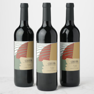 Étiquette Pour Bouteilles De Vin Mariage de blocs de couleur Cheers Automne ID740