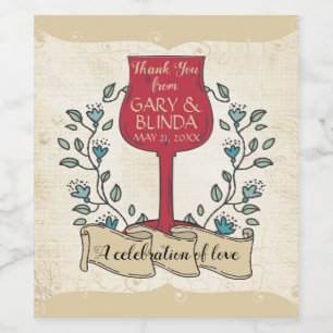 Étiquette Pour Bouteilles De Vin Mariage de caniche en papier vieilli