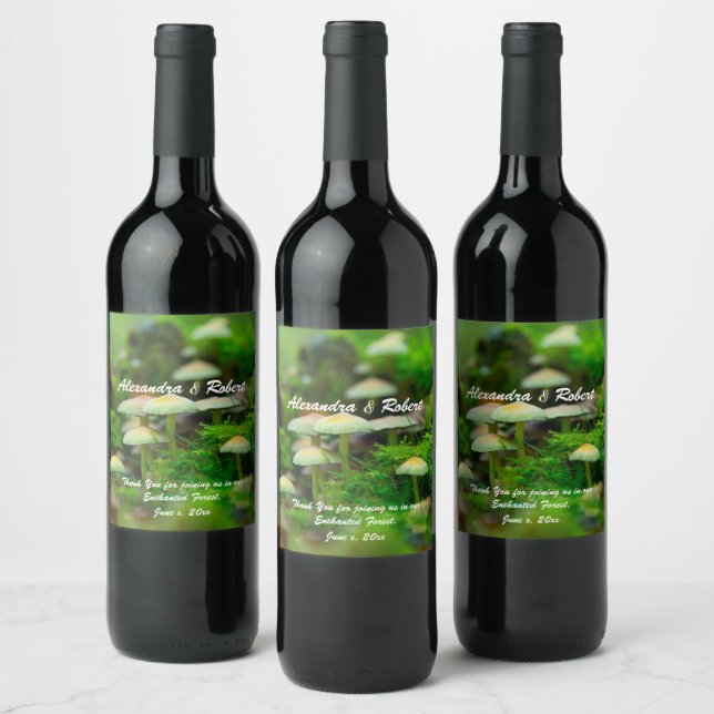 Étiquette Pour Bouteilles De Vin Mariage de champignons forestiers enchantés (Bouteilles)