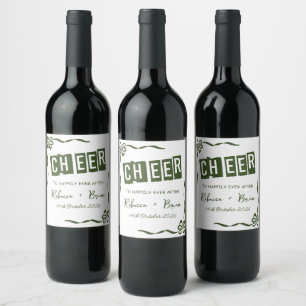 Étiquette Pour Bouteilles De Vin Mariage de croquis de fond blanc et vert
