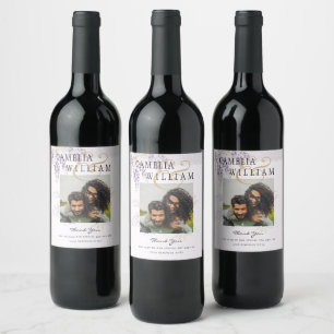 Étiquette Pour Bouteilles De Vin Mariage de dentelle fleurie moderne violette
