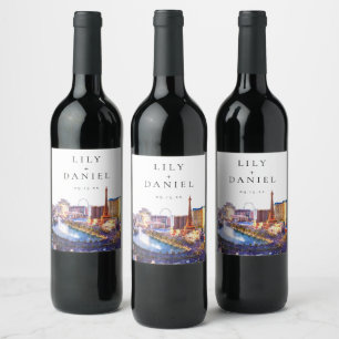 Étiquette Pour Bouteilles De Vin Mariage de destination à Las Vegas Nevada aquarell