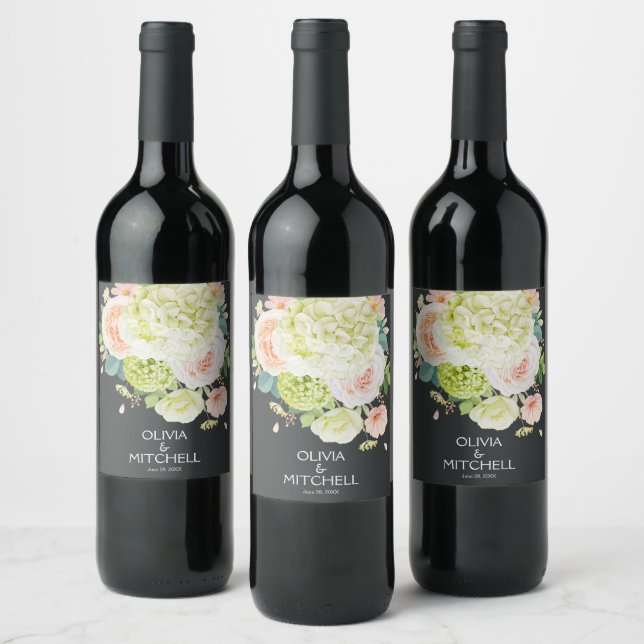 Étiquette Pour Bouteilles De Vin Mariage de fleurs d'aquarelle (Bouteilles)