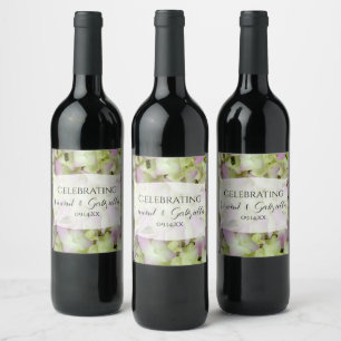 Étiquette Pour Bouteilles De Vin Mariage de fleurs d'Hydrangée presque roses