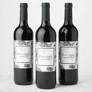 Étiquette Pour Bouteilles De Vin Mariage de fleurs Vintages rustiques