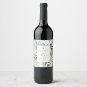 Étiquette Pour Bouteilles De Vin Mariage de jardin d'aquarelle