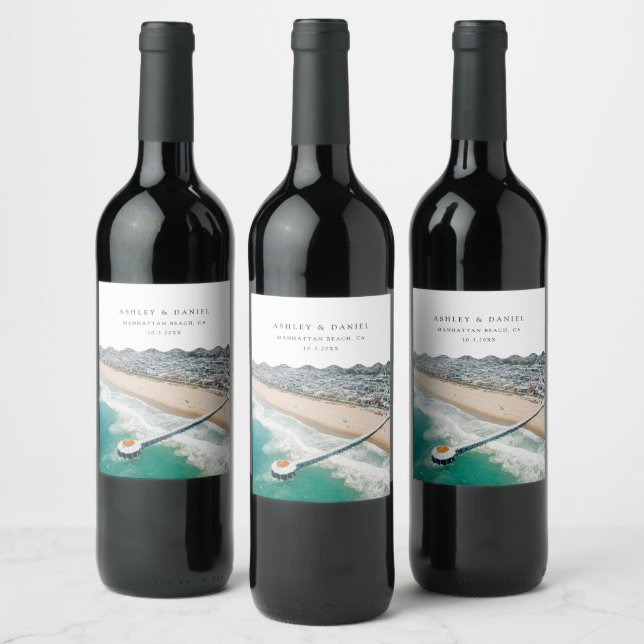 Étiquette Pour Bouteilles De Vin Mariage de Manhattan Beach (Bouteilles)