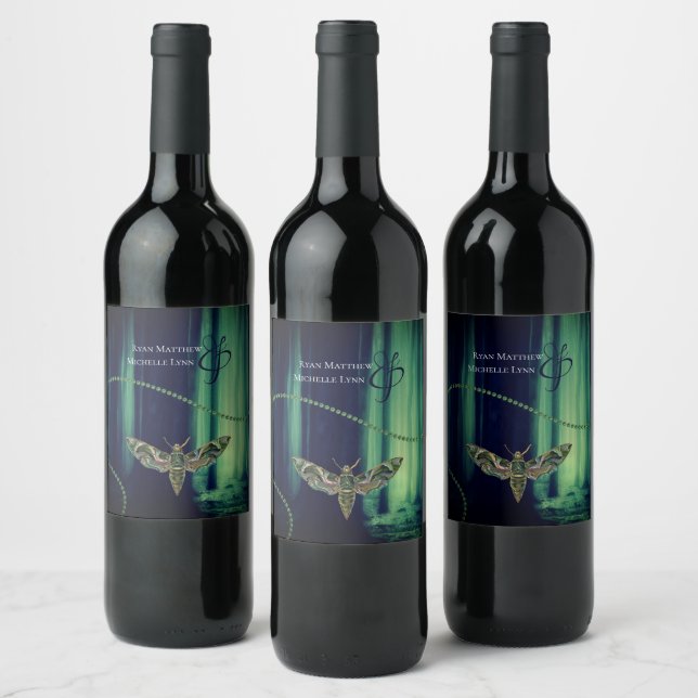Étiquette Pour Bouteilles De Vin Mariage de papillon gothique enchanté (Bouteilles)
