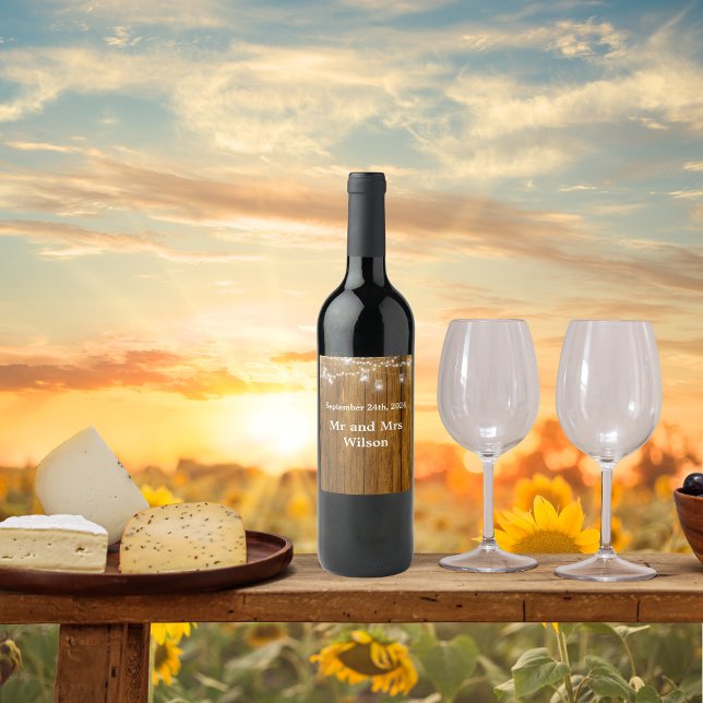 Étiquette Pour Bouteilles De Vin Mariage de suspension en bois rustique Mason Jar (Créateur téléchargé)