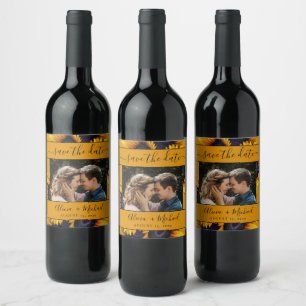 Étiquette Pour Bouteilles De Vin Mariage de tournesols rustiques modernes photo enr