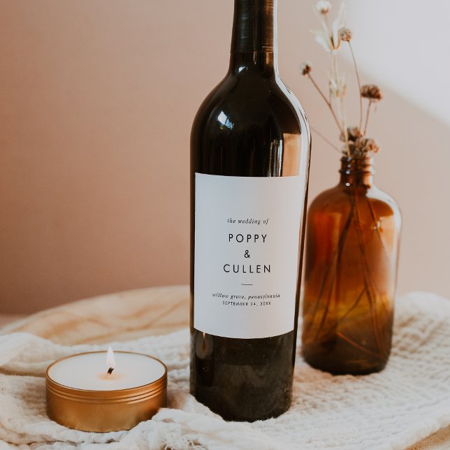 Étiquette Pour Bouteilles De Vin Mariage de typographie chic (Créateur téléchargé)
