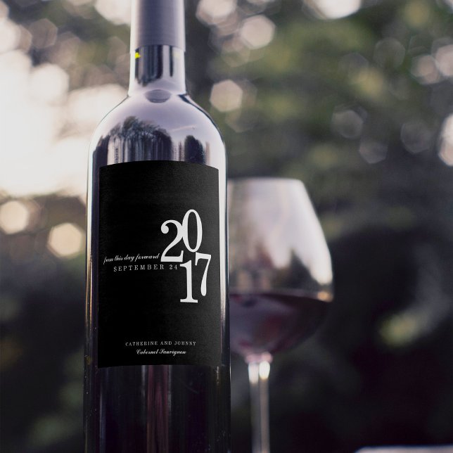 Étiquette Pour Bouteilles De Vin Mariage de typographie moderne (Créateur téléchargé)