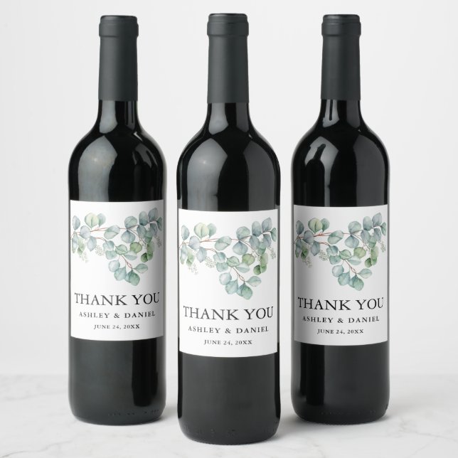 Étiquette Pour Bouteilles De Vin Mariage de verdure Eucalyptus moderne (Bouteilles)